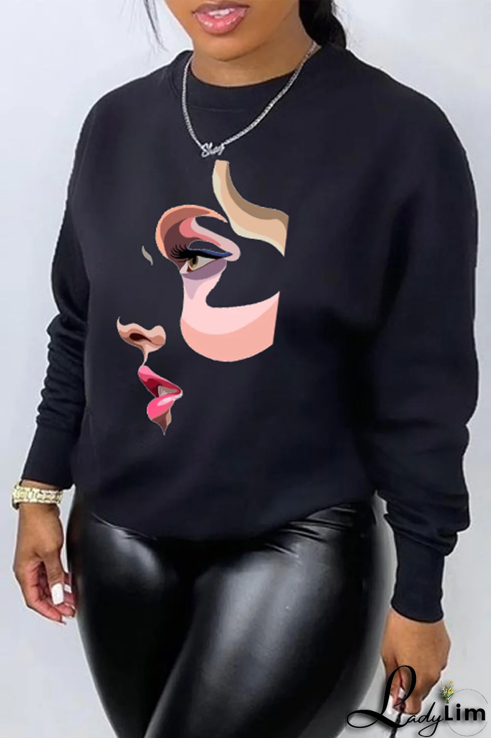 Blue Casual Daily Print Patchwork O Neck Tops