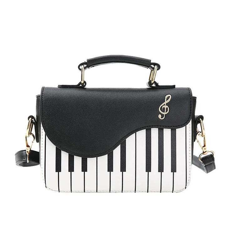 Piano Leather Handbag Women Flap Crossbody Messenger Shoulder Bag (Black)