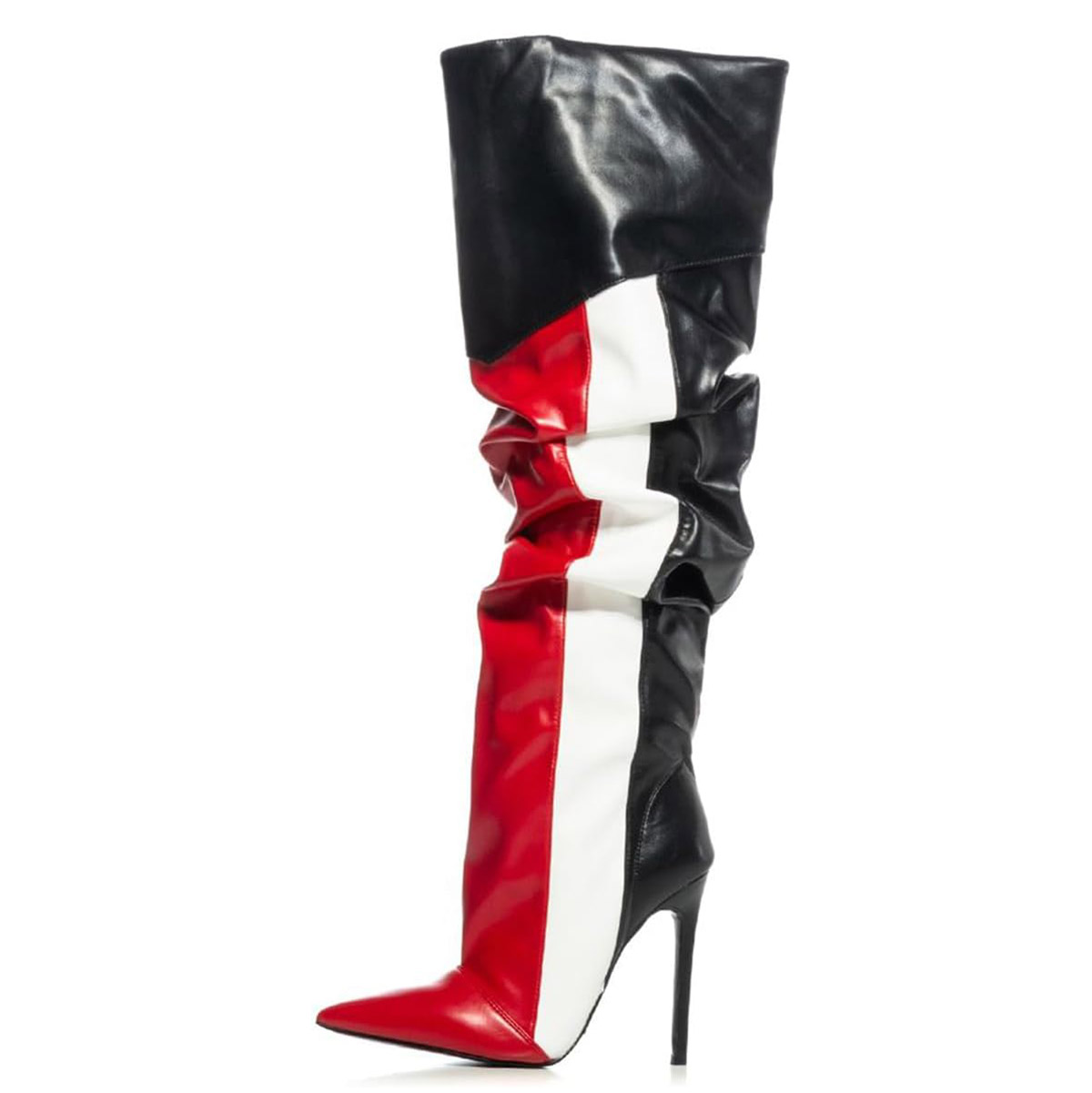 Eye-Catching Colorful Pointed Toe Over-the-Knee High Heel Boots