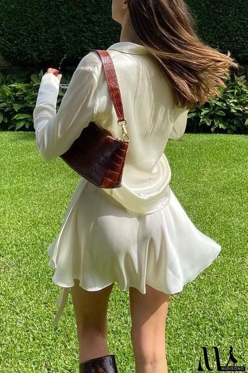 MidiSono - Button Flares Sleeve Skirts Set