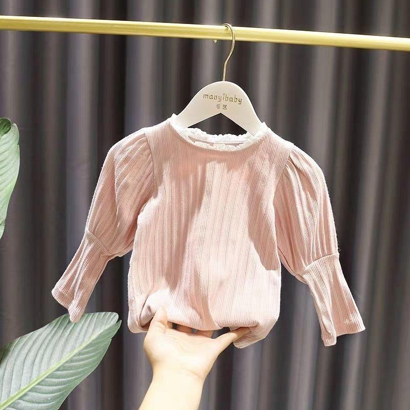 Princess Baby Girls Clothes Ruffle Long Sleeve Baby Solid Color T-shirt Spring Autumn Cotton Soft Tops Baby Girl Clothing