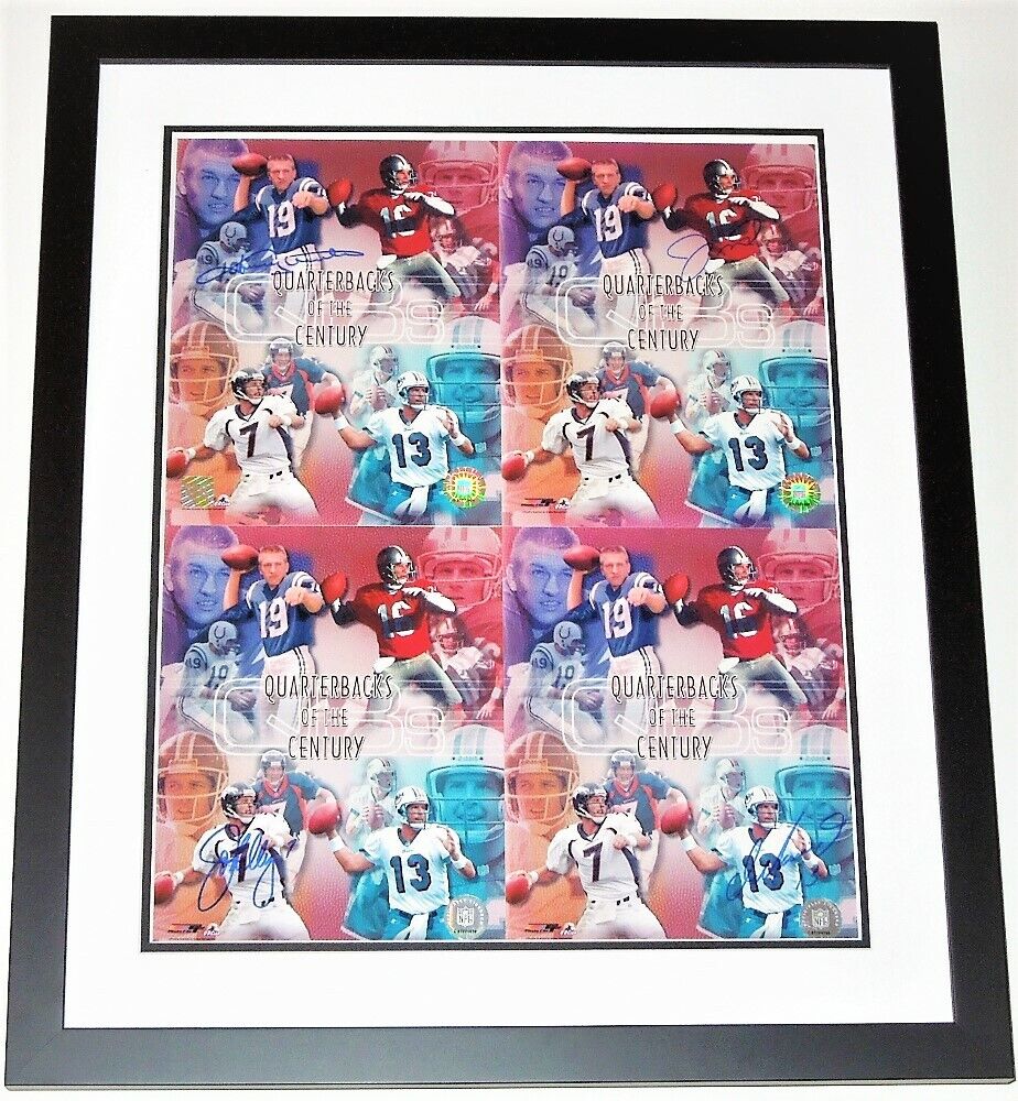 Johnny Unitas, Dan Marino, Joe Montana, John Elway Signed Photo Poster paintings FRAMED PSA/DNA