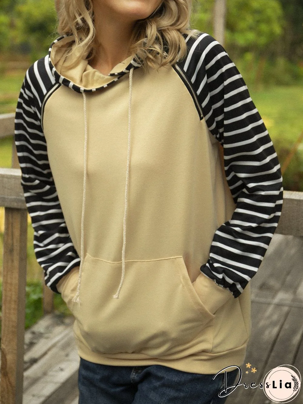 Yellow Hoodie Cotton-Blend Long Sleeve Printed Sweatshirts