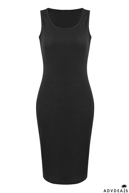 U Neck Sleeveless Bodycon Dress