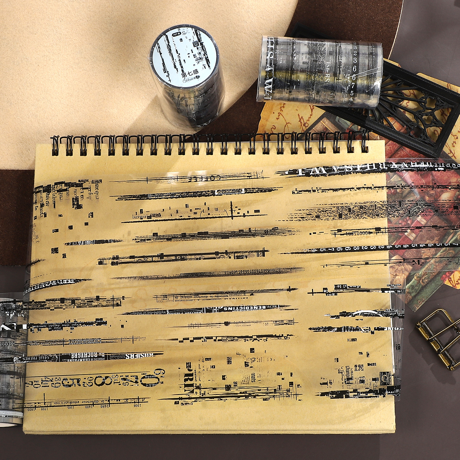 PET 테이프 - 70mm*10m 빈티지 펑크 숫자 문자