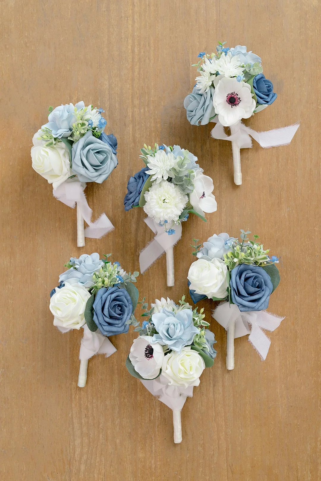 Mini Bouquet Centerpiece Set in Dusty Blue & Navy
