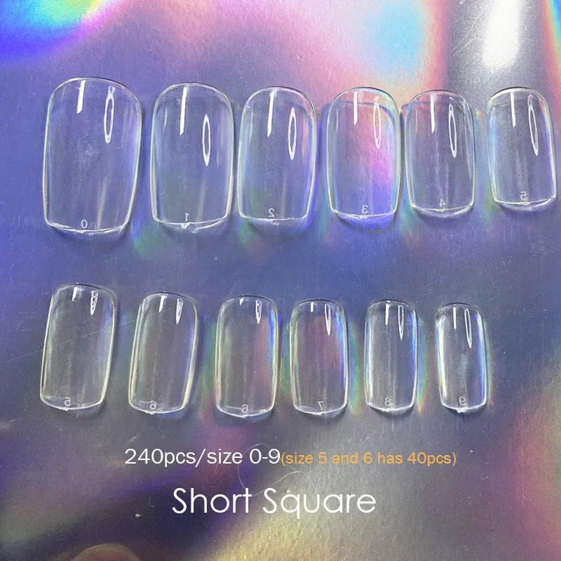 Gel Nails Extension System Full Cover Sculpted Clear Stiletto Coffin False Nail Tips 240pcs/bag-Nail Inspo