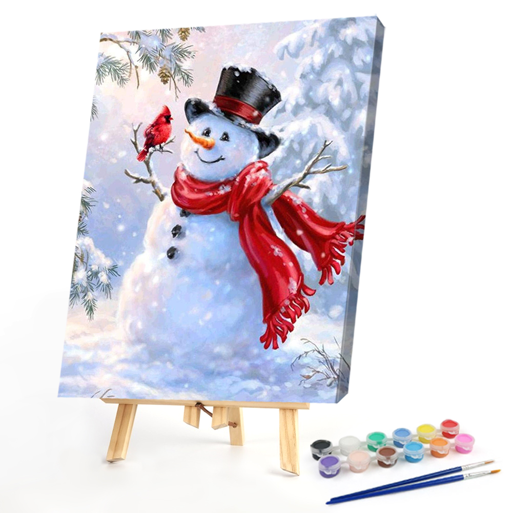 

Christmas Snowman - Half Diamond and Half Oil Painting - 30*40CM, 501 Original