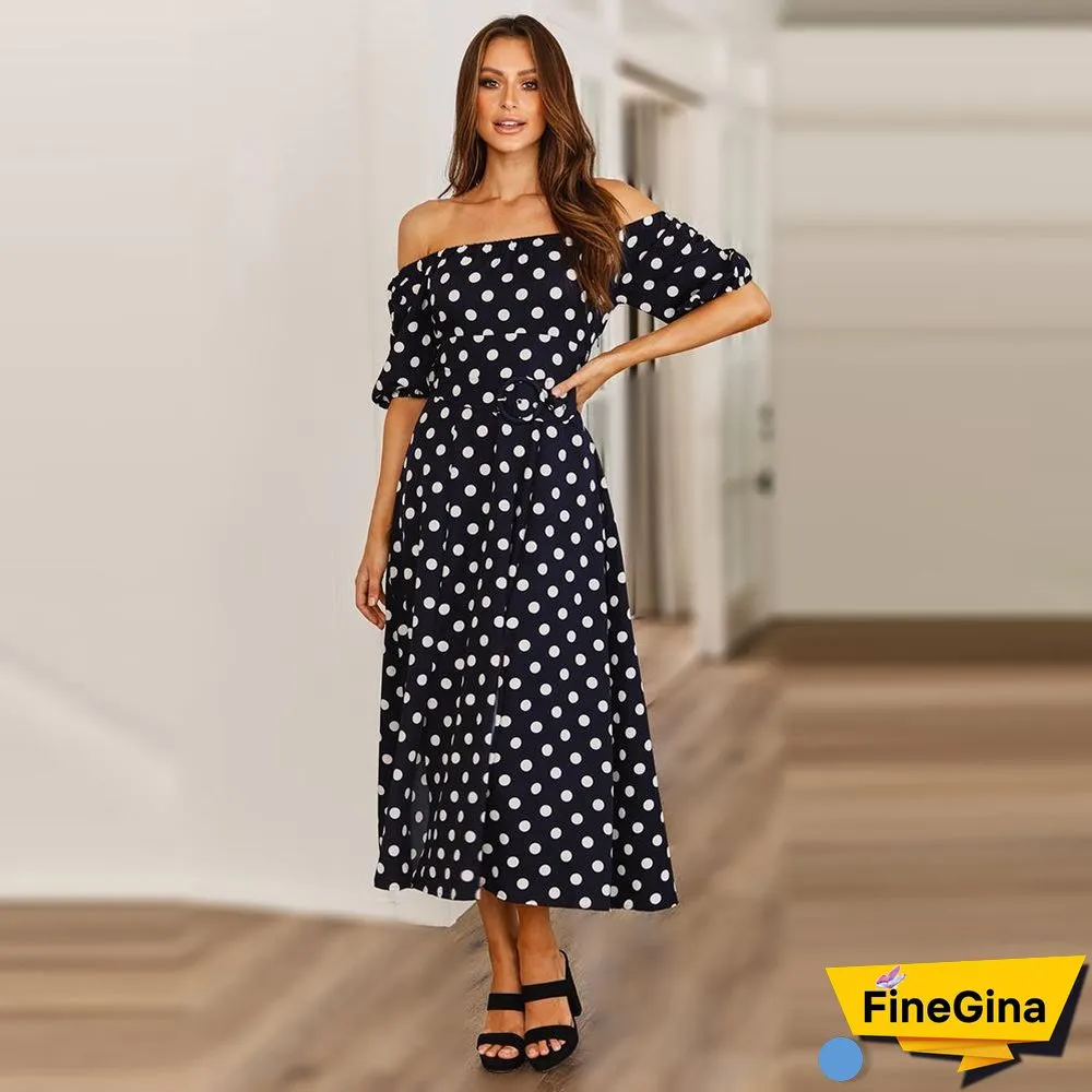 Polka Dot Off Shoulder Dresses