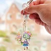 >SALE<6Pcs Acrylic Double Side Zombie Holding Flowers Diamond Art Craft Keychain
