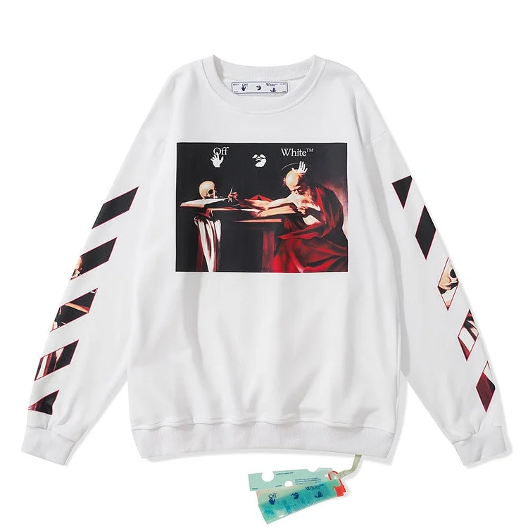 off White Sweatshirts Arrow Print Sweater Ow Loose round Neck