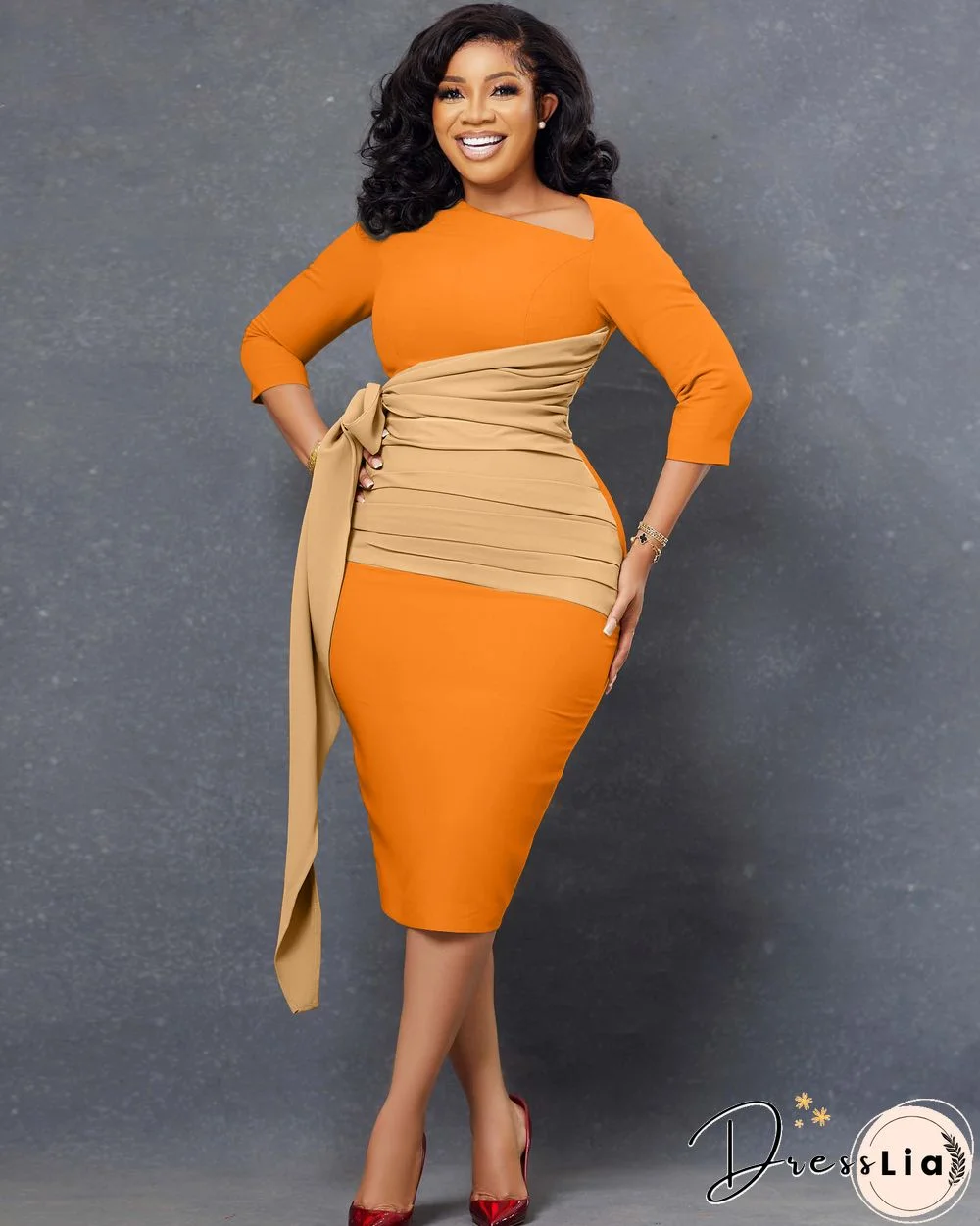 Elegant 3/4 Sleeve Bandage Ruched Pencil Dresses