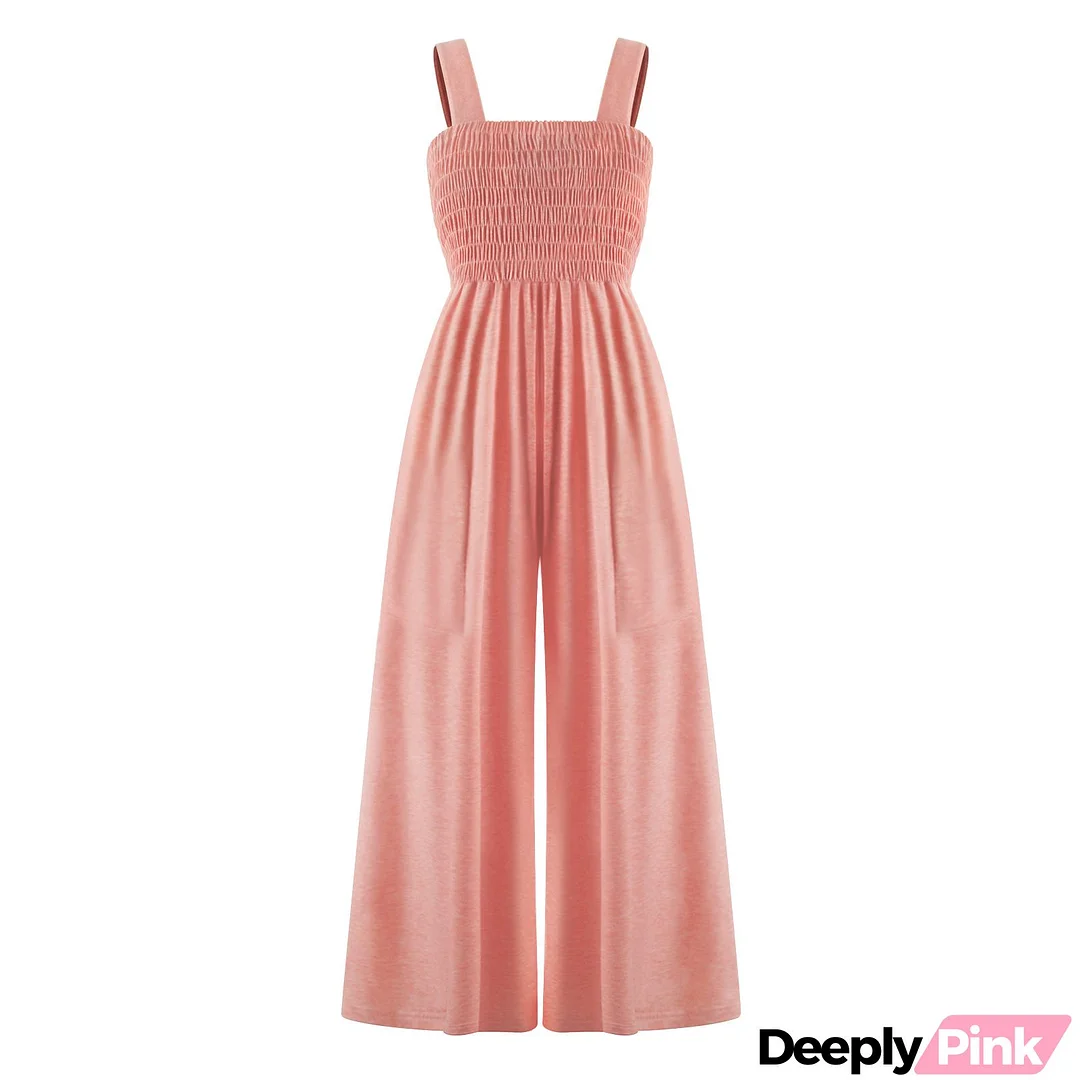 Women Fashion Sexy Sling Loose Wide Leg Jumpsuits