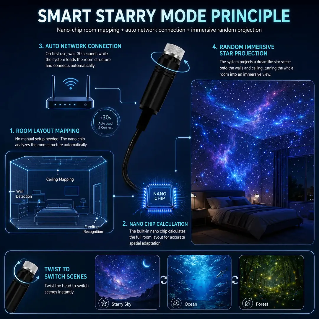  ⏰Last day Promotion 🔥-Night Light Projector - Smart Holographic Star Projector