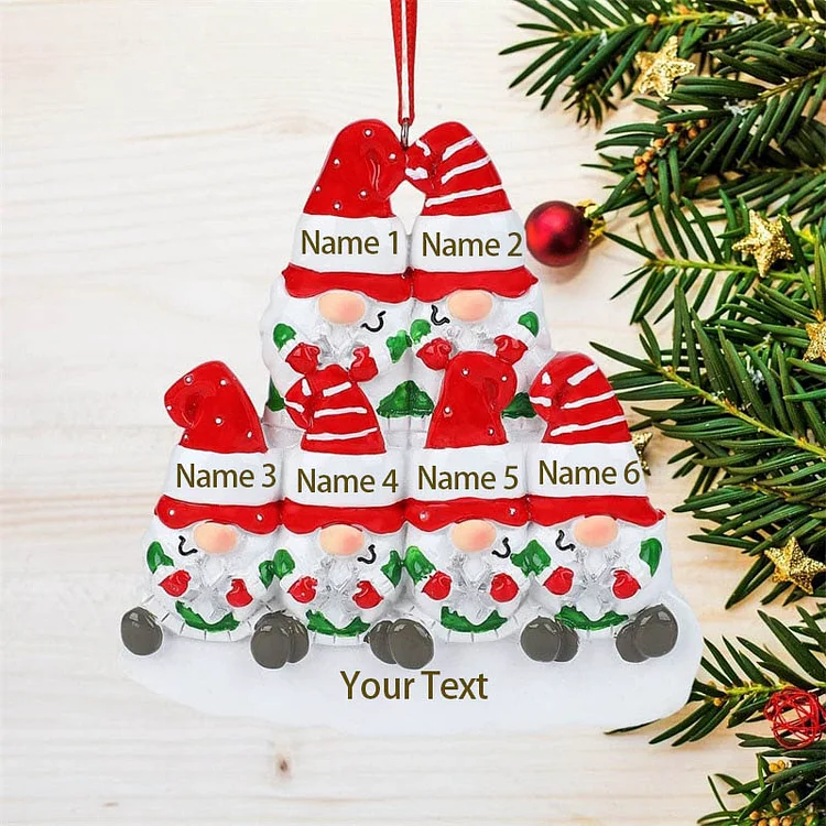 Gnome Christmas Ornament Custom 6 Names Hanging Ornament Gifts For Family