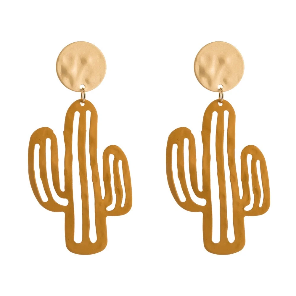 Dvacaman Cute Colorful Rhinestone Cactus Earrings for Women Boho Handmade Green Beaded Cactus Drop Dangle Earrings Jewelry Party