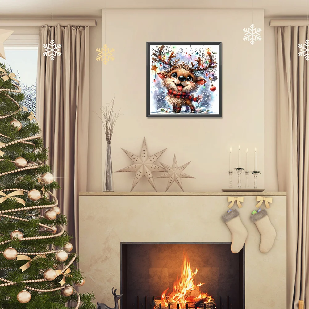 Diamond Painting - Full Round Drill - Christmas Elk(Canvas|30*30cm)
