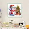 Xmas Tree Snowman-Partial 11CT Stamped Cross Stitch Bead Embroidery 36*36cm/14.17*14.17in tapestrymarket