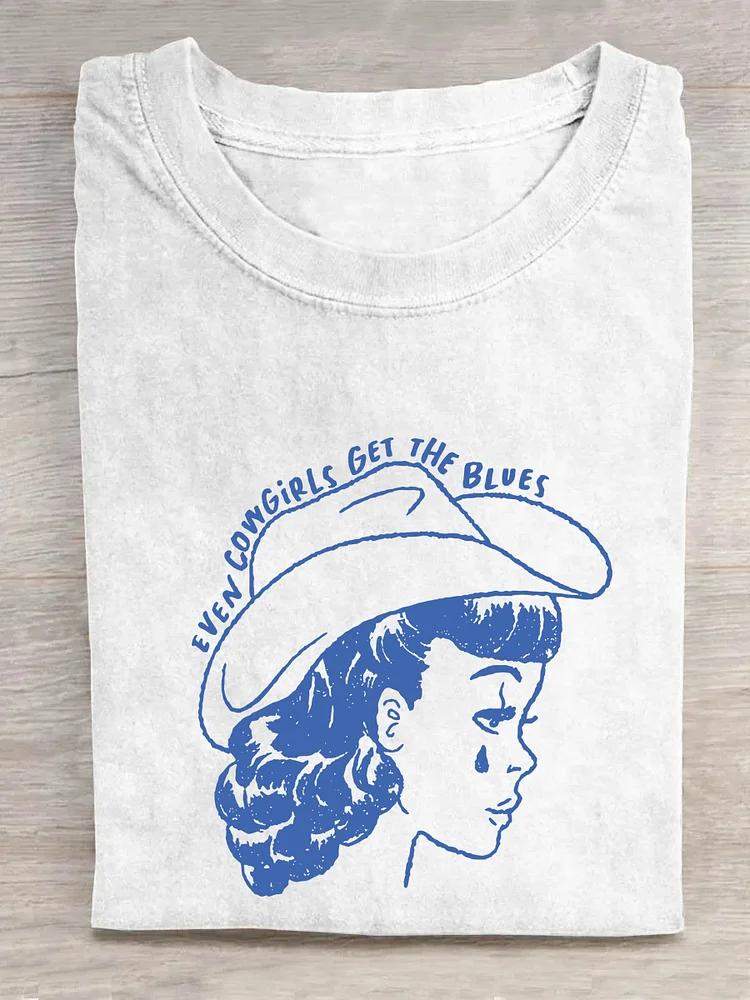Teecade Teecade Even Cowgirls Get The Blues Tee for Women T-shirt