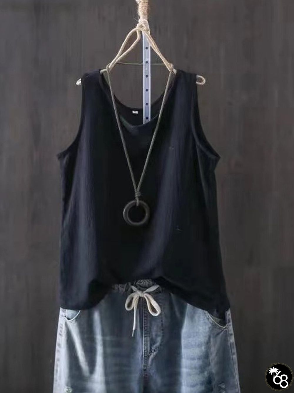 Women's Pure Color Casual Cotton Linen Vest | 168DEAL