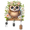 (US Only)Wooden Special Shape Owl 3 Hooks Diamond Painting Hook Rail for Wall Cabinet