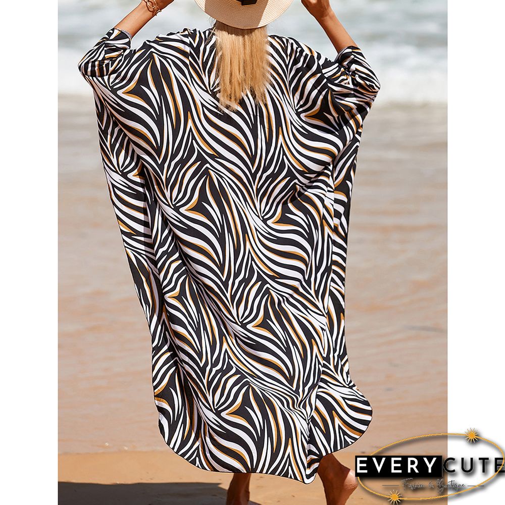 Stripe Print Long Kinimo Beachwear