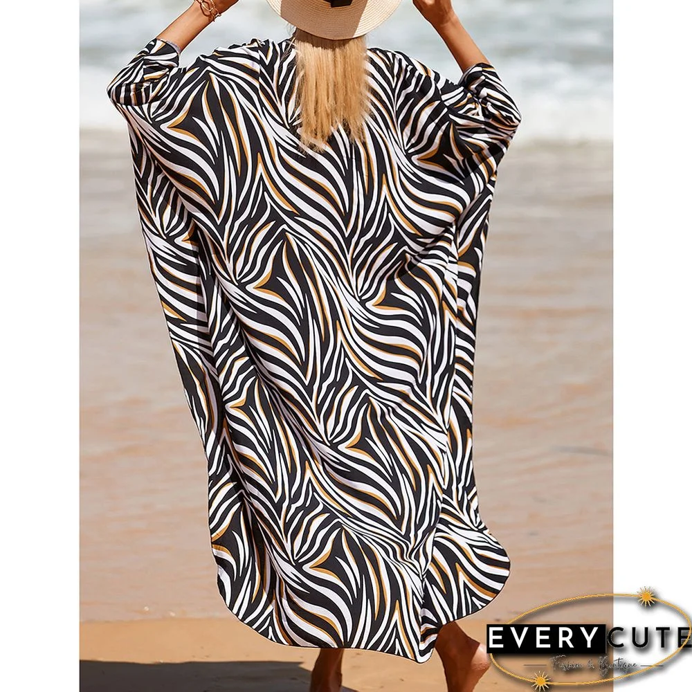 Stripe Print Long Kinimo Beachwear