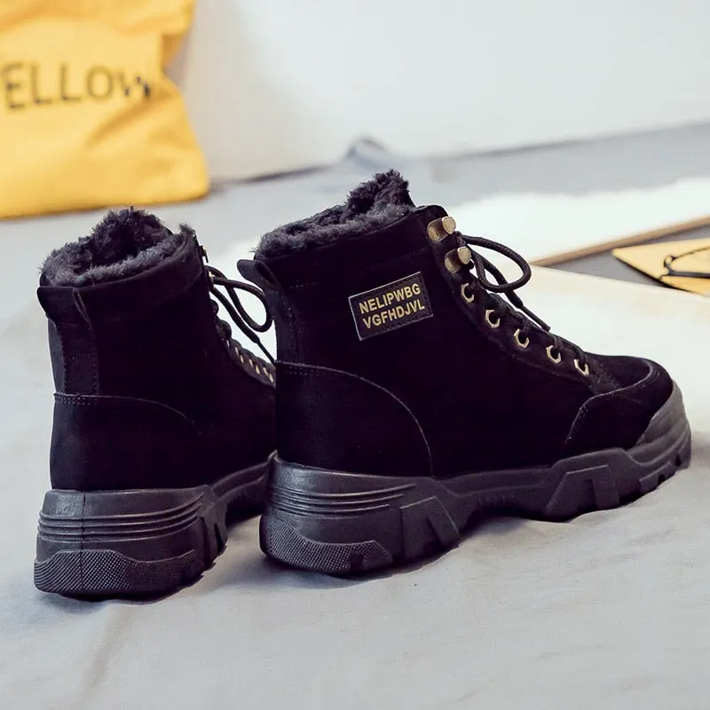 Ladies thickened sneakers 2021 winter thick-soled fur all-in-one women boots plus velvet snow boots beige fashion women's shoes