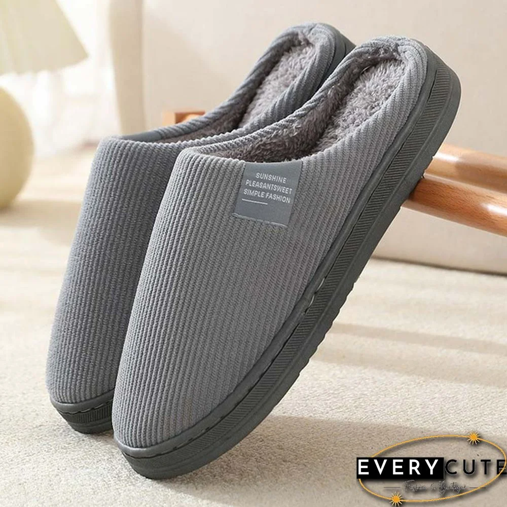 Winter Warm Cotton Slippers Women Men Home Shoes Simple Non-Slip Indoor Slides Corduroy Couple Slipper Female Shoes