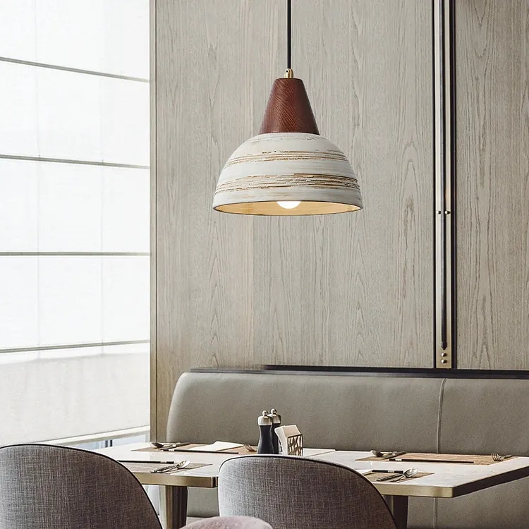 Vintage Walnut Ceramic Pendant Lamp