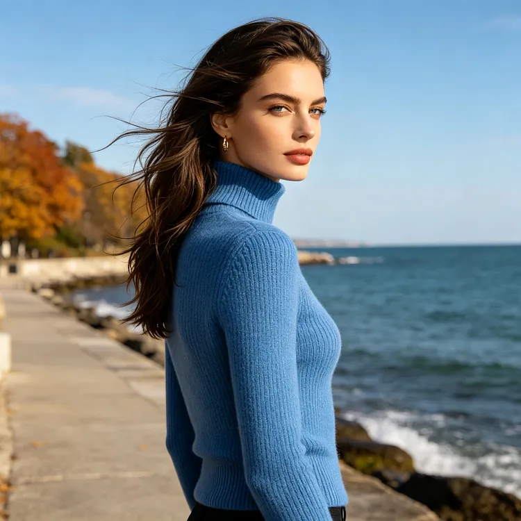 Sky Blue Turtleneck Sweater