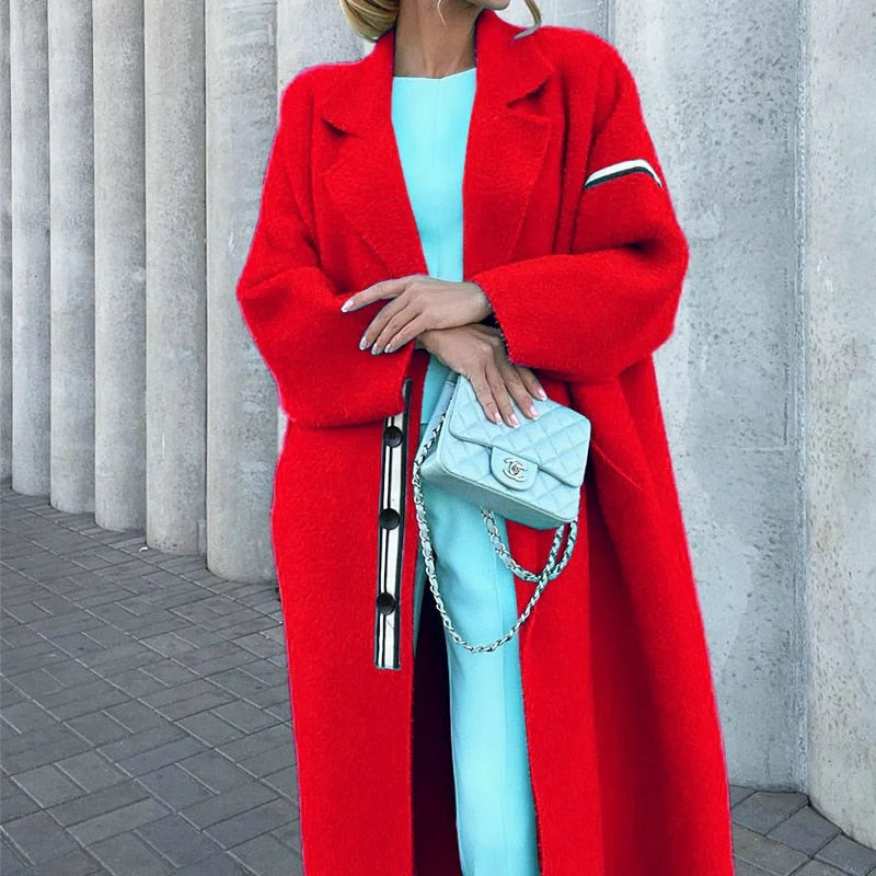 2021 autumn and winter new temperament coat women's casual loose and thin mid-length woolen coat