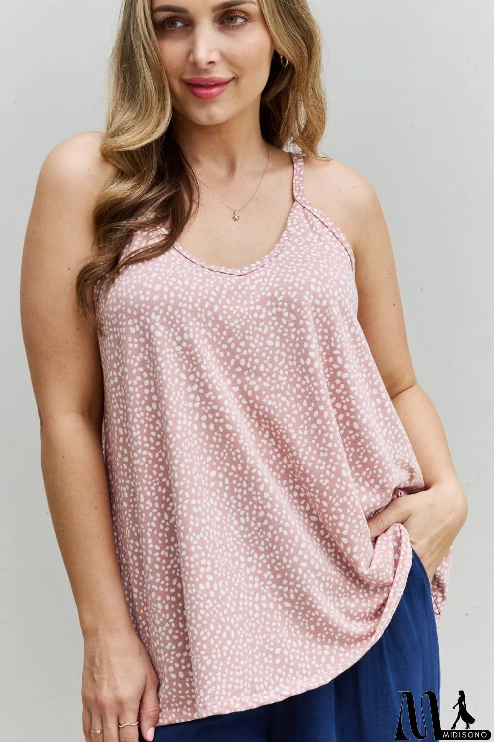 MidiSono - HOPELY High Love Spaghetting Strap V-Neck Top