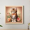 Fleur chaton-plein rond diamant peinture-30 * 30cm
