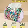 (24cm)Diamond Art Tissue Box DIY PU Napkin Cover for Home Decoration(Butterfly)