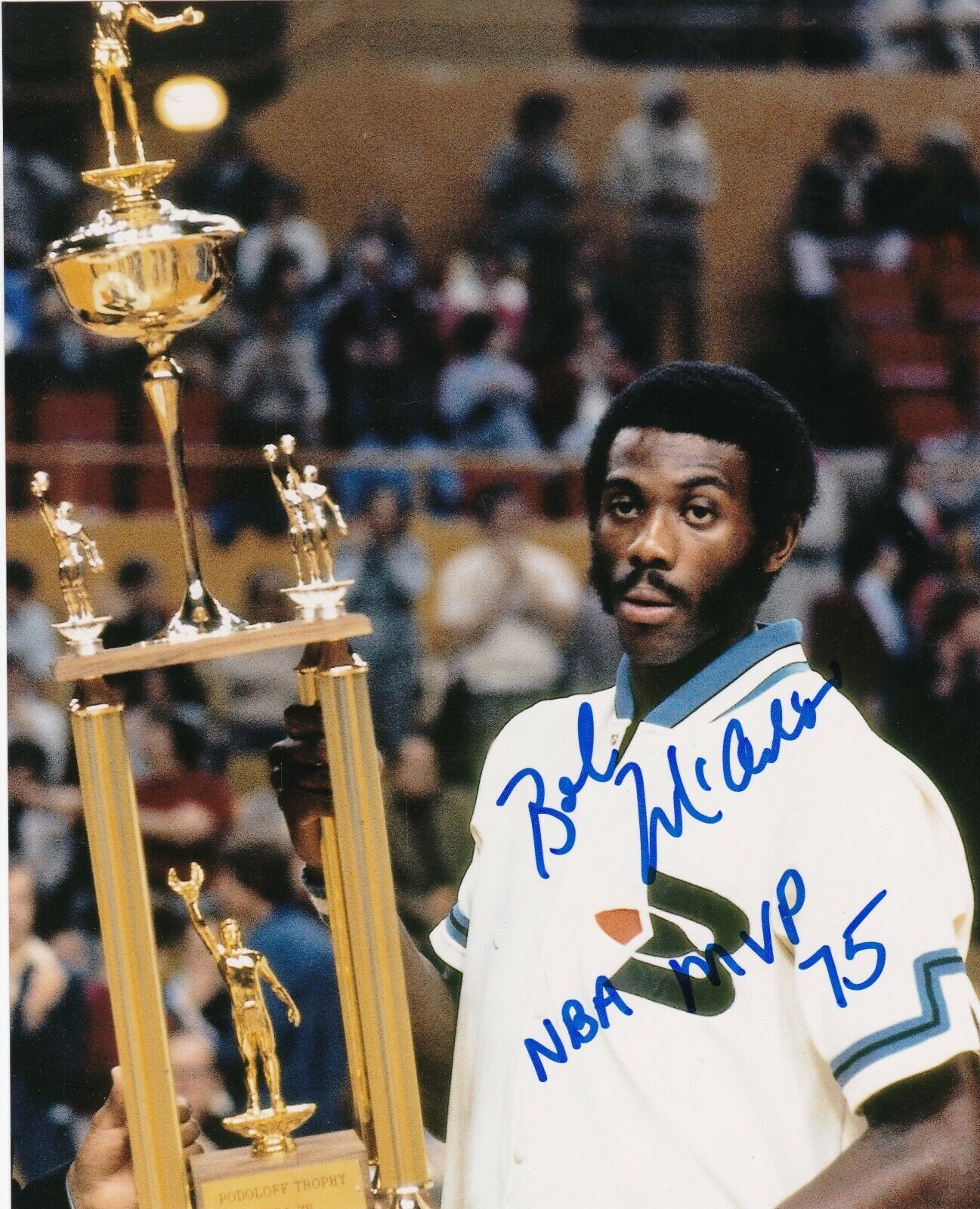 BOB MCADOO BUFFALO BRAVES NBA MVP 75 ACTION SIGNED 8x10