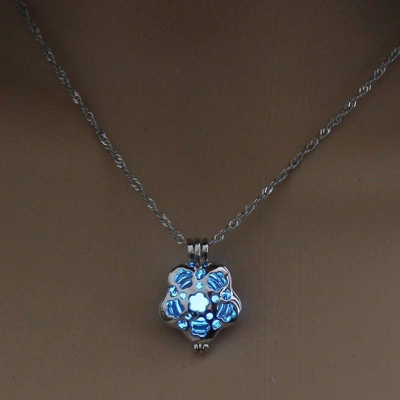 Luminous Hollow Snowflake Pendant Necklace