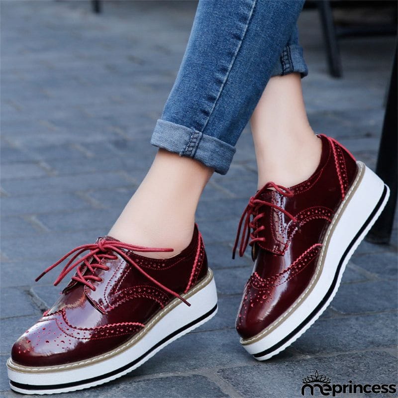 London Style Campus Thick Outsole Cow Leather Women Loafers