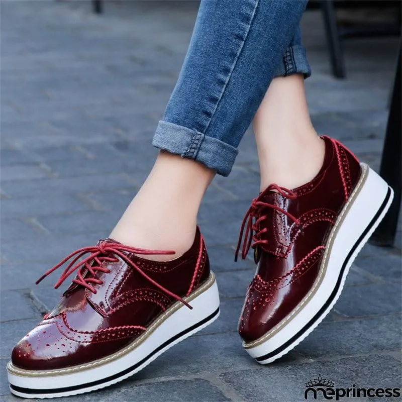 London Style Campus Thick Outsole Cow Leather Women Loafers
