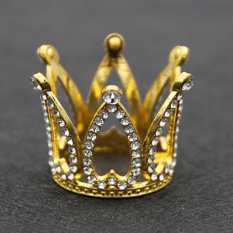 Children Round Cake Crown Gift Baking Decoration Accessories Birthday Alloy Water Drill Accessories Ornaments