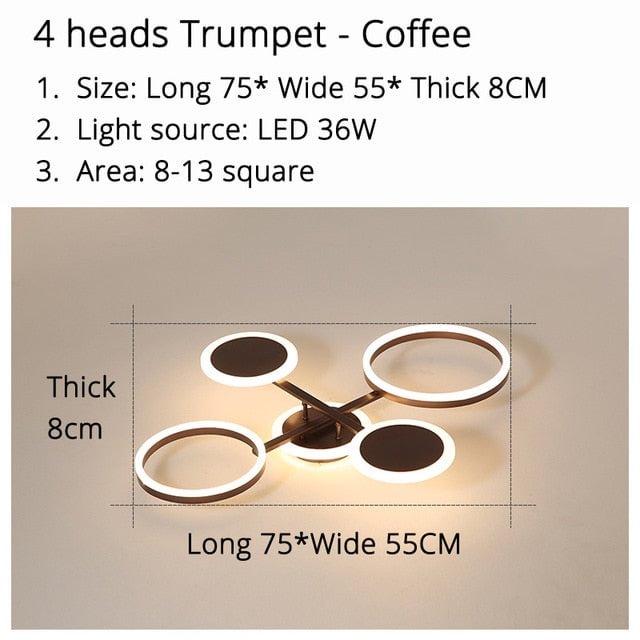 New Modern LED Celling Lights Living Room Bedroom White coffee Color Circle  Ceiling Mounted Indoor Lamps De