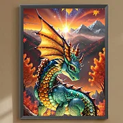 Dragon And Sunrise 30*40CM (Canvas) Full Round Drill Diamond Painting