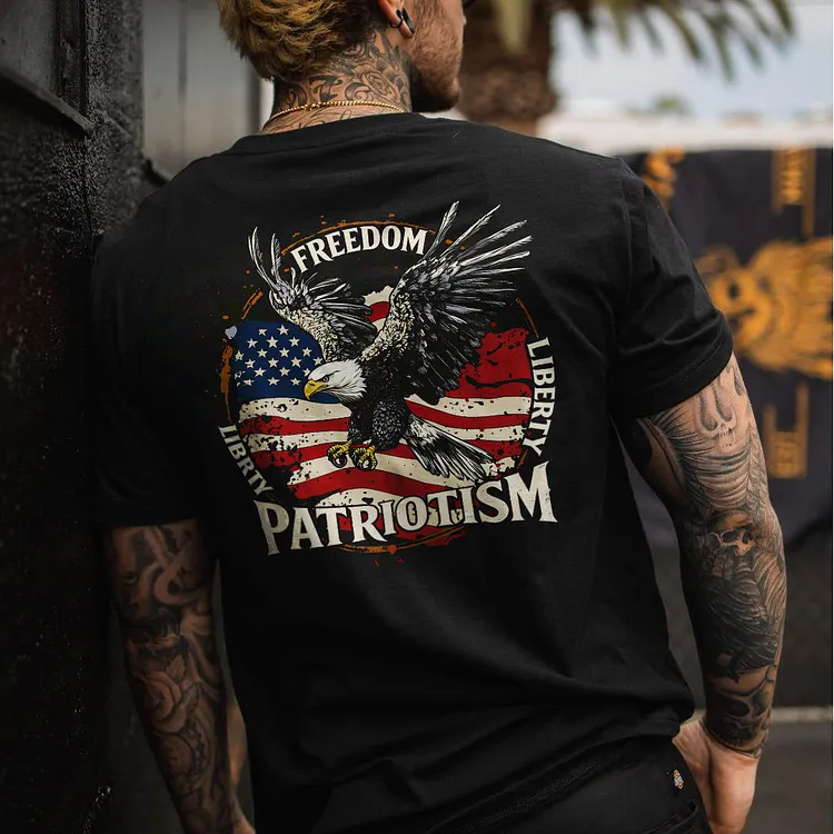 Freedom Liberty Patriotism Printed Men's T-shirt
