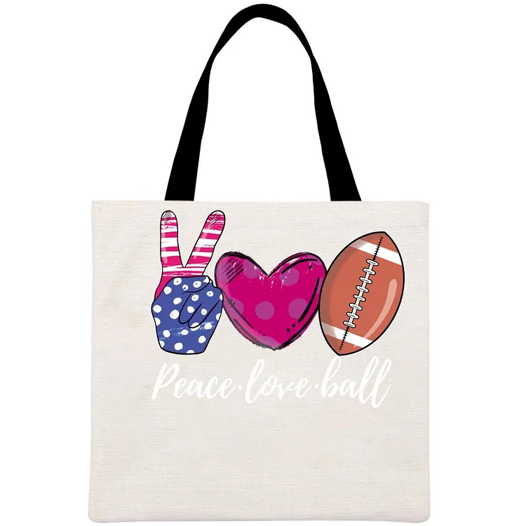 Peace love football Printed Linen Bag-Annaletters