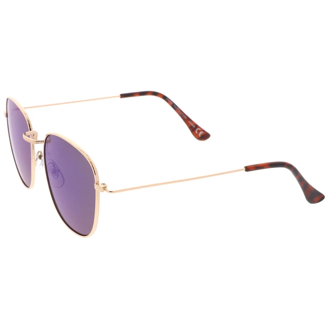 Classic Metal Frame Ultra Slim Temples Colored Mirror Lens Square glasses 53mm