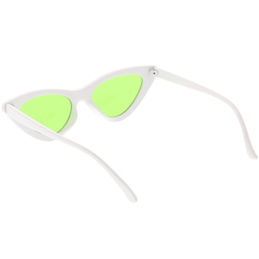 Womens Exaggerated Slim White Frame Cat Eye glasses Color Tinted Lens 48mm