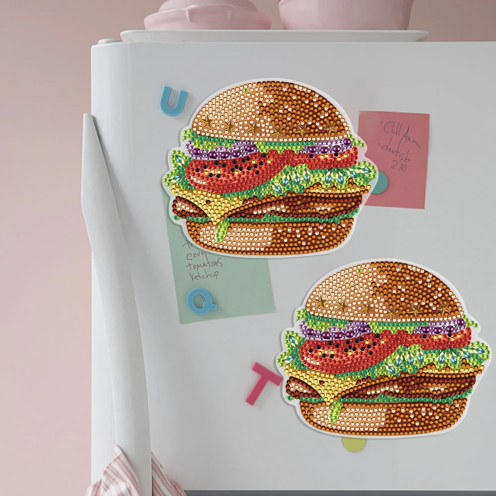 1pcs DIY Hamburger Diamond Painting Magnets Refrigerator for Adults Kid Office Car Fridge