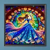 Cinderella Stained Glass Full DIY 5D Round Drill Diamond Painting Kit for Adults/Beginners Home Decor Diamond Dots Paintings Picture Arts Craft 40x40cm