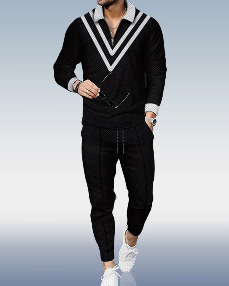 Men's Casual Personality Polo Suit 095