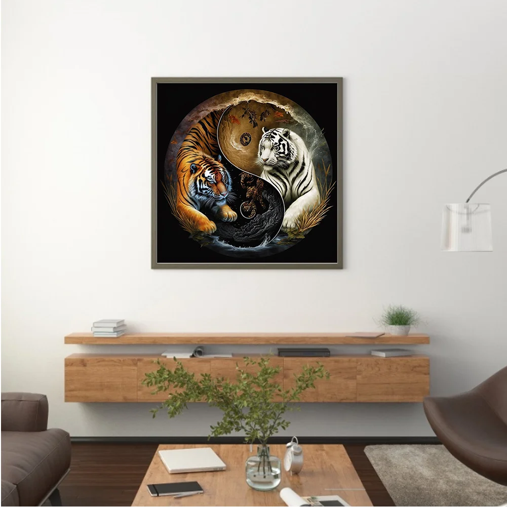 Diamond Painting - Full Round Drill - Yin Yang Tiger(30*30cm)